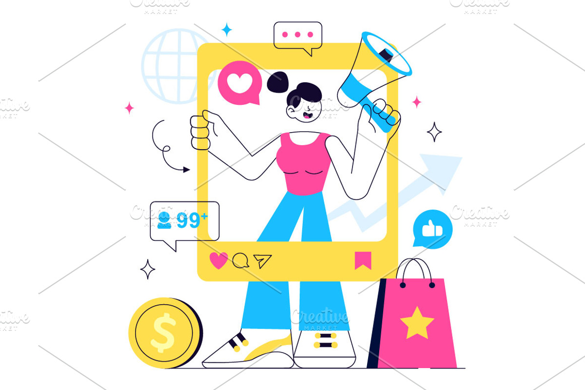 10 Influencer Marketing Illustration, a Person Illustration by denayunebgt (Photo 4 of 4)