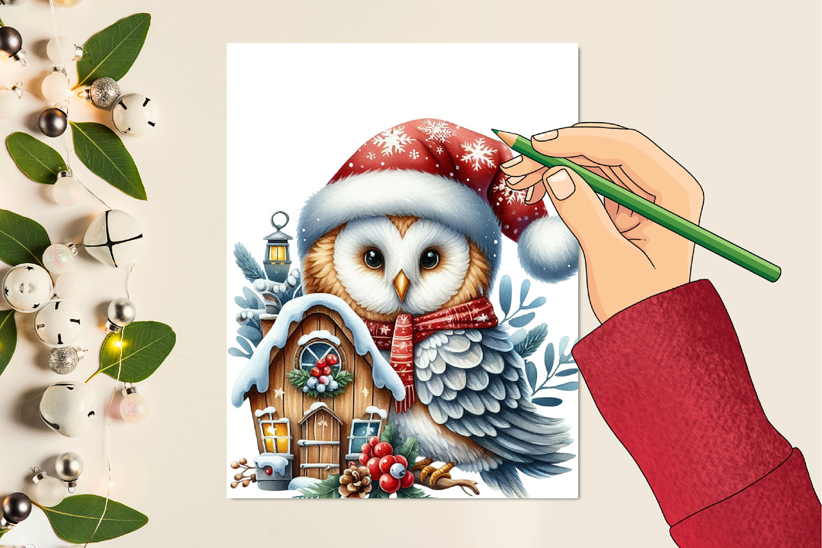 Christmas Barn Owl  PNG, an Illustration by Designking (Photo 2 of 4)