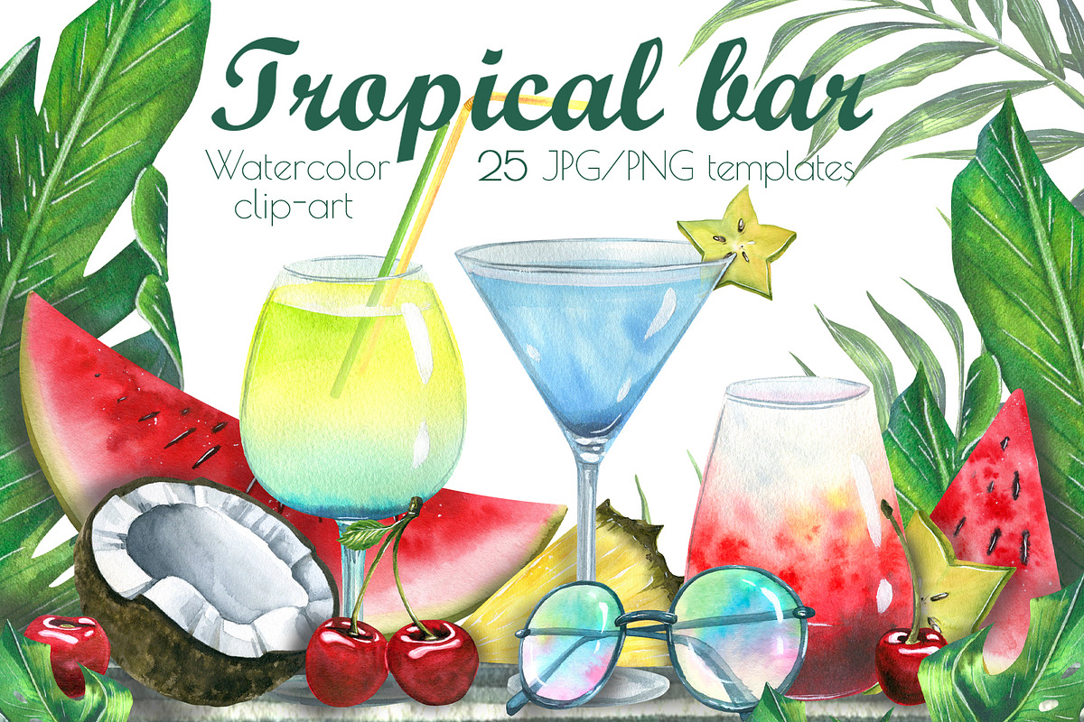 Tropical Bar Frames & Templates Set, an Illustration by NATASHA CHU (Photo 1 of 11)