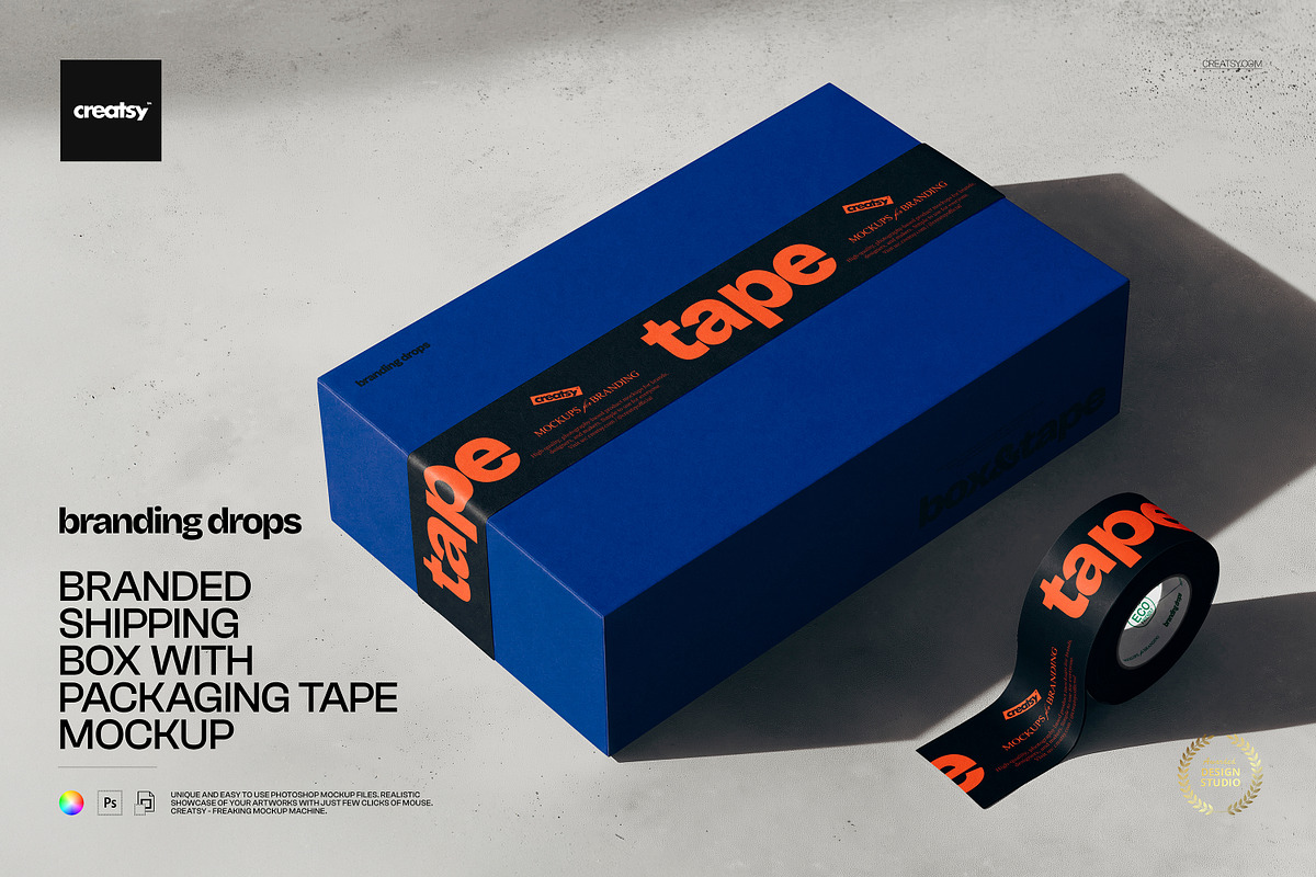 Shipping Box with Tape Mockup, a Packaging Mockup by creatsy5 (Photo 1 of 5)