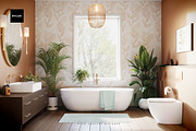 Bathroom Wallpaper Interior Mockup 5, a Household Mockup by Mocart (Thumbnail 2 of 5)