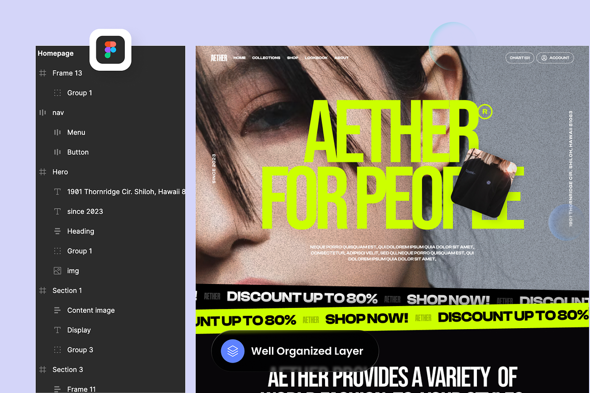 Aether - Fashion Shop Landing Page, a Landing Page Template by SLAB! Design (Photo 2 of 4)
