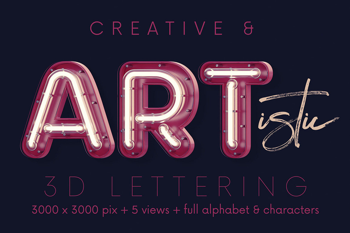 Neon & Matte - 3D Lettering, a Graphic by MIIM (Photo 5 of 9)
