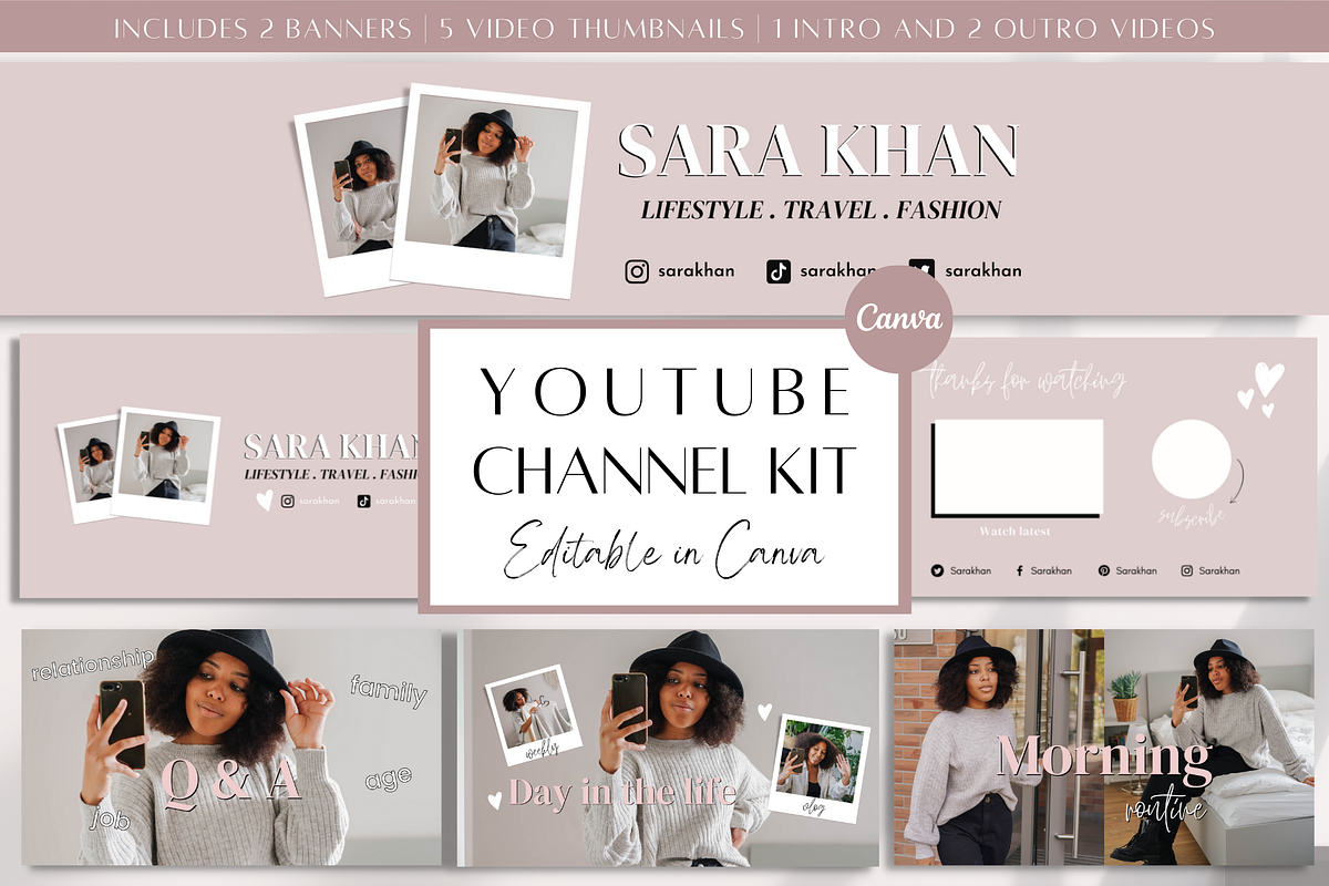 YouTube Branding Kit Canva, a Social Media Template by Creative Pixi (Photo 1 of 10)