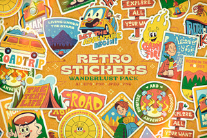 Retro Stickers. Wanderlust Pack.