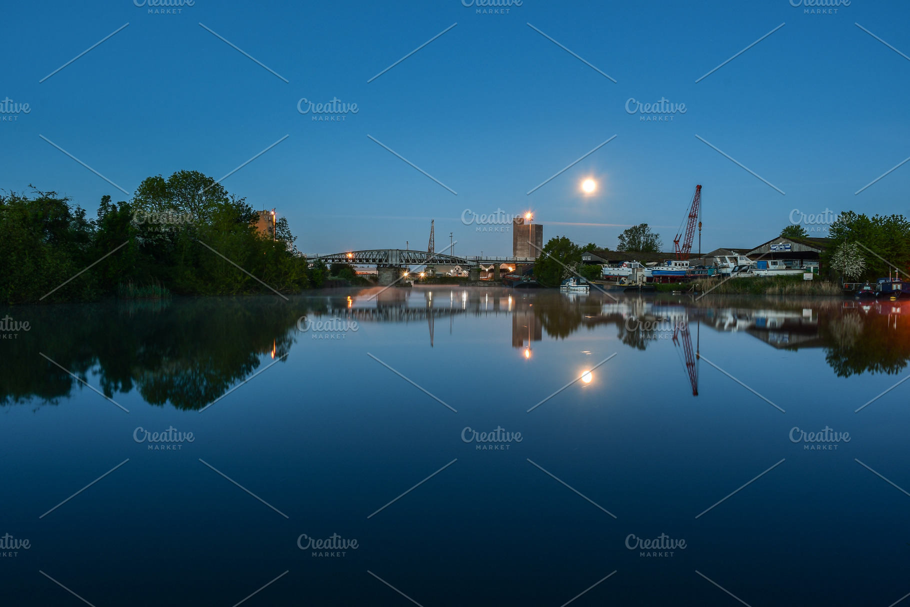 Moonset at Sharpness Marina, Glouces, a Nature Photo by Margaret Clavell