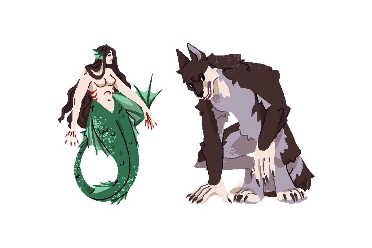Mythical, fantastic creatures set, an Animal Illustration by PaperTrident (Photo 7 of 7)
