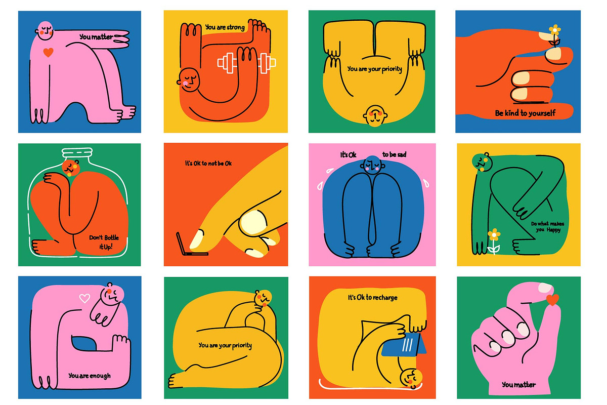 Mental Health set, a Person Illustration by Virinaflora (Photo 2 of 3)