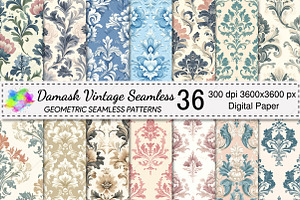 Damask Vintage Seamless Patterns, a Pattern Graphic by Canvas Craft