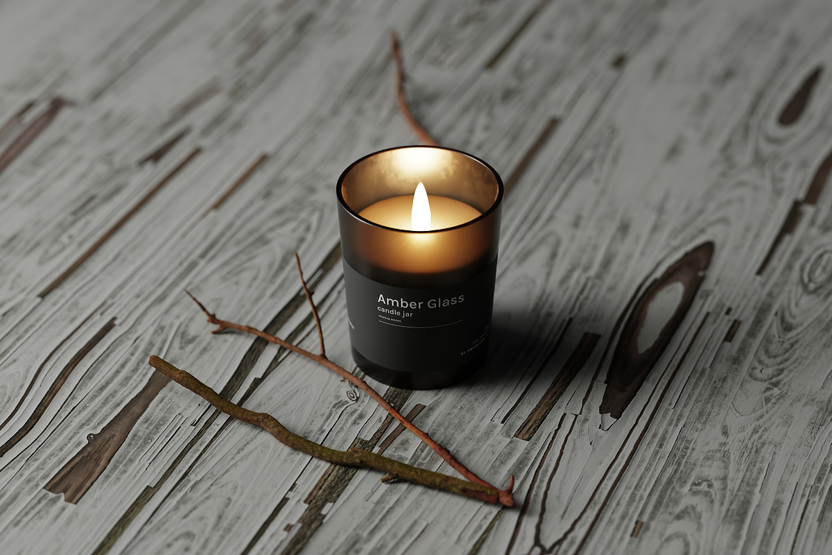 Amber Glass Candle Mockup Kit, a Merchandise Mockup by pmvch (Photo 9 of 27)