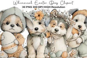 Whimsical Easter Dog Clipart, an Illustration by Black Bird Studio