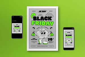 Neon Pop Art Black Friday Flyer Set, a Flyer Template by graphicook