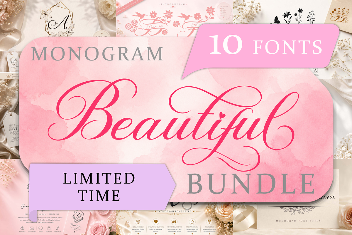 Beautiful Monogram Bundle, a Handwritten Font by Yoga Letter (Photo 1 of 11)