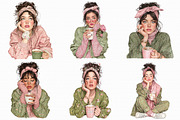 Whimsical Valentine Coffee Girl Clip, an Illustration by Libby Wishes (Thumbnail 7 of 7)