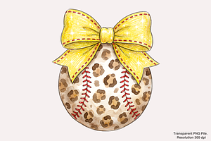 Leopard Softball Coquette bow Png, an Object Graphic by Clipart Bloom