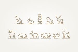 Minimalist Line Art Wild Animal Icon