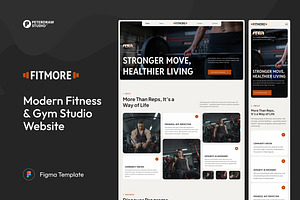 Modern Fitness & Gym Studio Website, an UI Kit Template by peterdraw