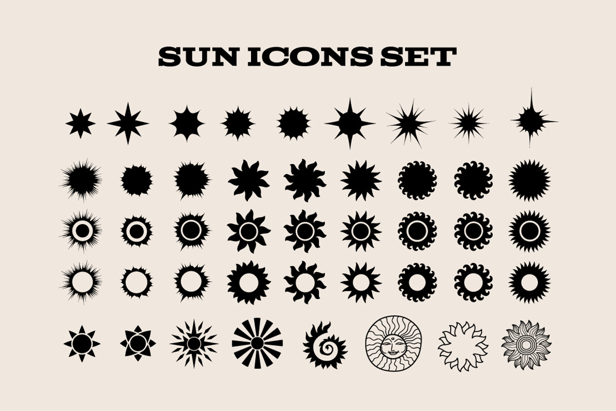 Sun Icons Set, an Outline Icon by Poloviiinkin