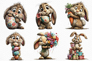 Whimsical Easter Bunny Clipart, an Illustration by Craft Nest (Thumbnail 3 of 10)