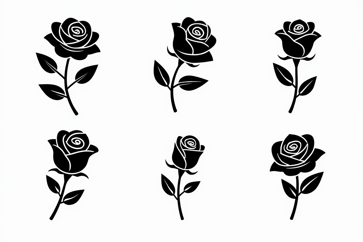 set of vector roses silhouettes, an Illustration by Amazin_art (Photo 6 of 17)