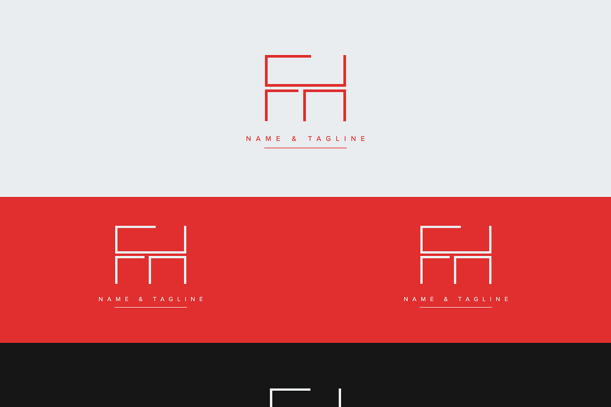 Initial letters monogram logo FH, a Branding & Logo Template by Aleesher