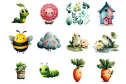 Watercolor Happy Spring Clipart, an Illustration by DreamArtGraphic (Thumbnail 4 of 4)