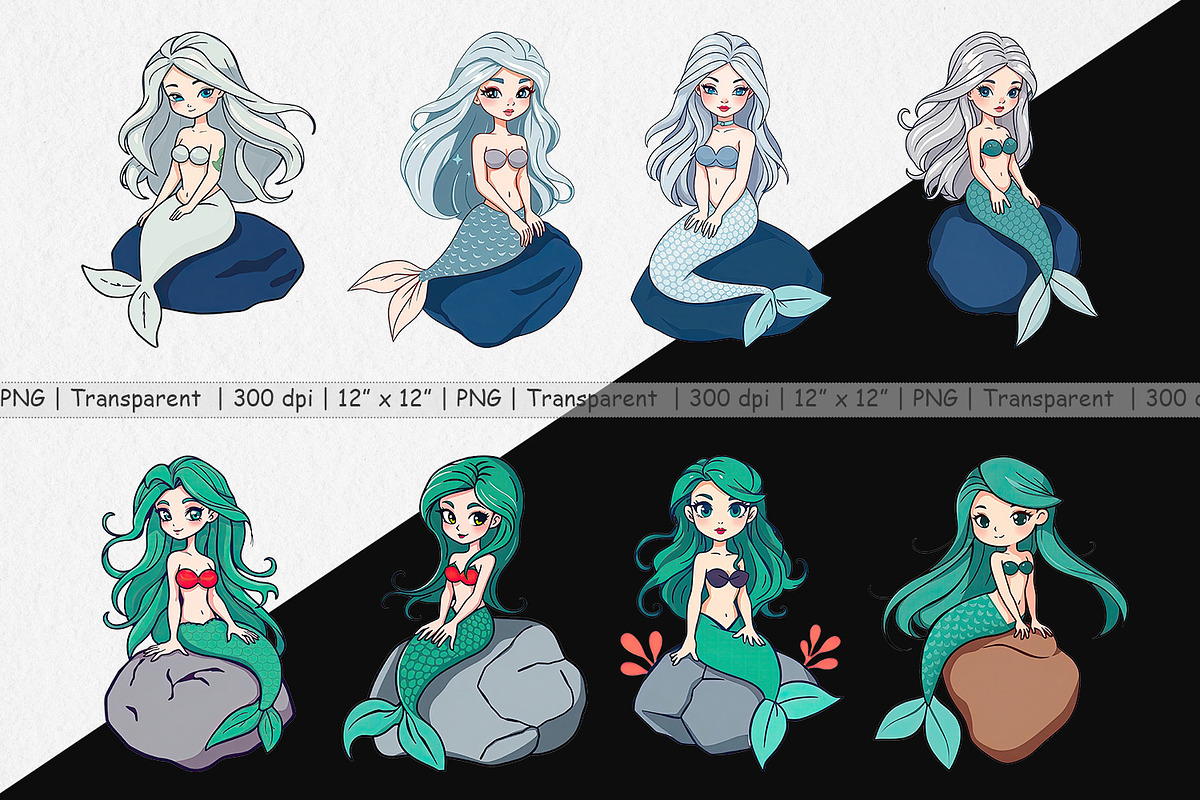 Mermaid on Rock Clipart, a Graphic by Artnoy (Photo 2 of 5)