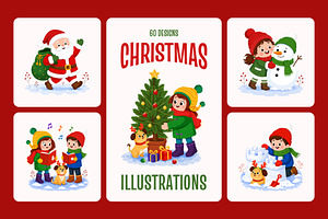 60 Christmas Flat Illustrations, a Decorative Illustration by Brickclay