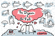 The Pigeon & the Fall patterns, an Illustration by Zooza Art (Thumbnail 1 of 8)