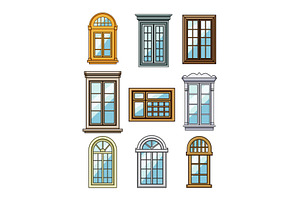 Various window frames illustrating, an Object Graphic by pikepicture