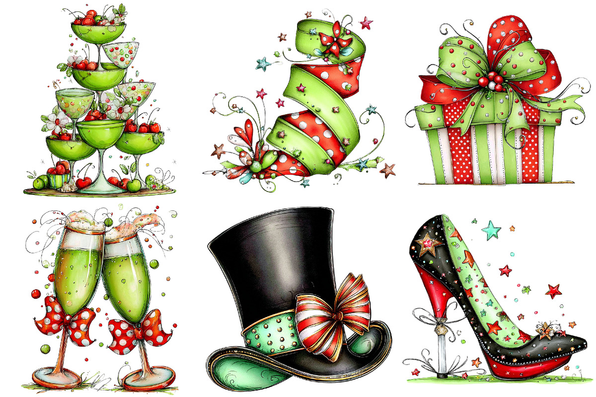 New Year's Midnight Glam Clipart, an Illustration by Craft Nest (Photo 4 of 6)