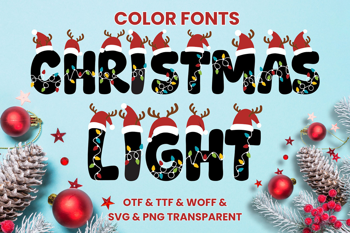Christmas Light - Color Font, a Font by Adalin Shop (Photo 1 of 4)