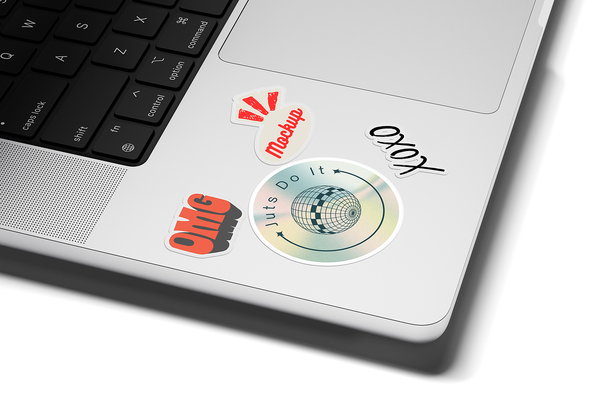 Sticker Mockup on Laptop, a Wearable Device Mockup by DSNA Mockup (Photo 2 of 5)