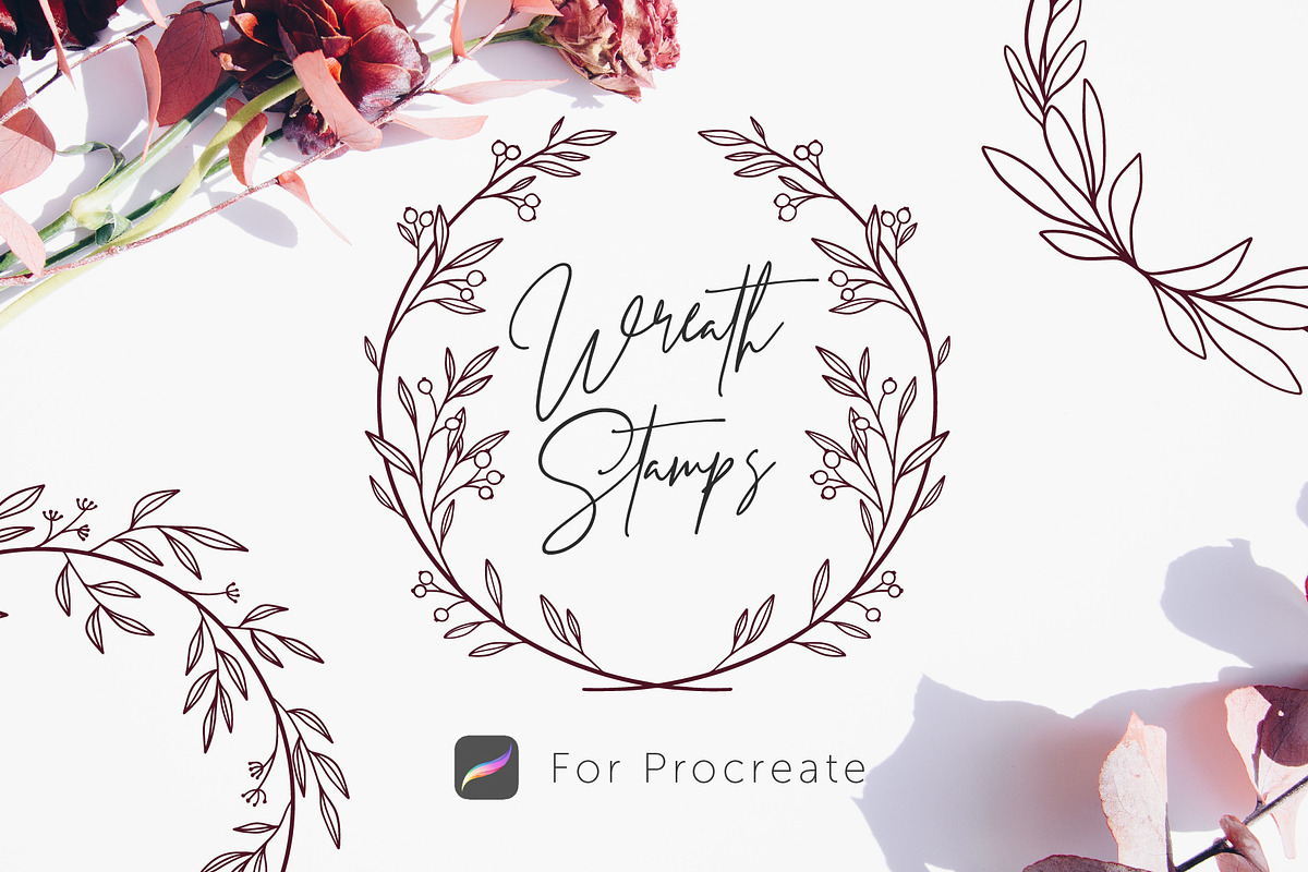 Wreath Stamps | Procreate brushes, a Brush Add-On by Wander Designs (Photo 1 of 7)