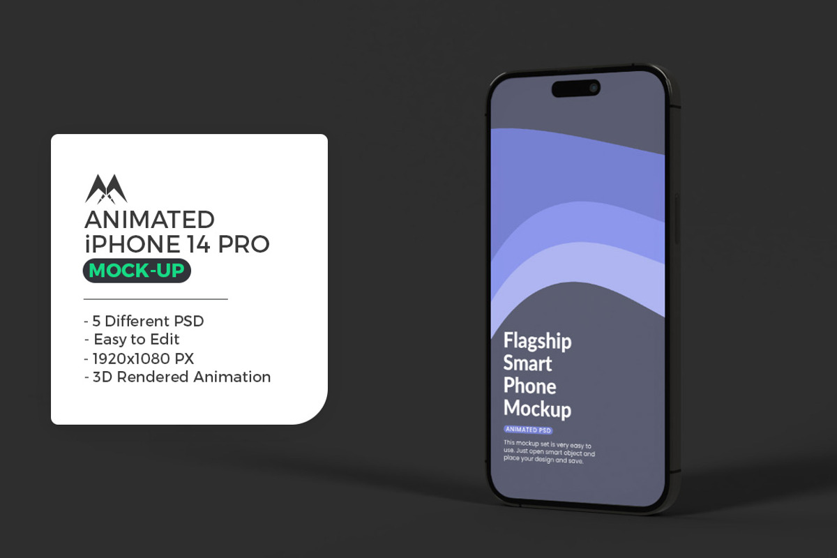 Animated iPhone 14 Pro Mockup Set, an iPhone Mockup by Modern Studio (Photo 1 of 9)