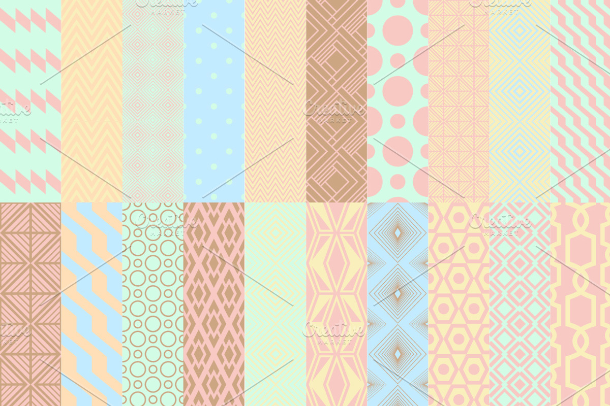 Vintage Pastel Geometric Seamles Set, a Pattern Graphic by Luxury Fashion Prints (Photo 3 of 4)