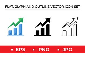 Growth Chart Icon Set - 3 Styles, an Outline Icon by Artonix