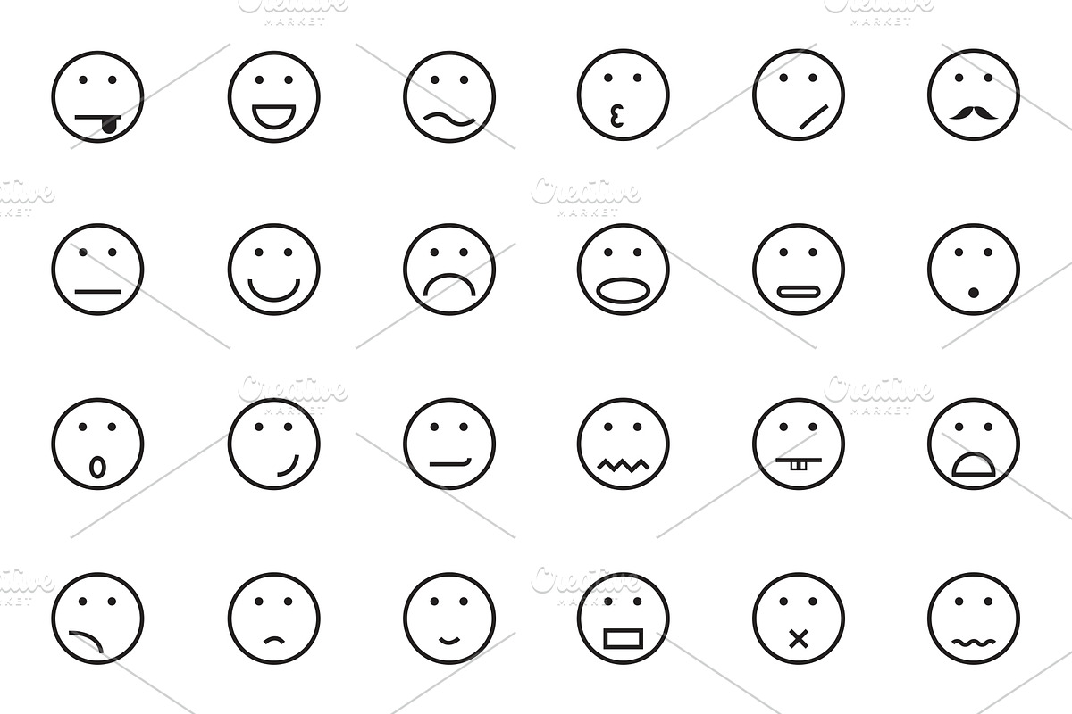 set of 24 face icons, an Emoji Icon by charnsitr