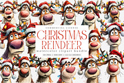 Funny Christmas Reindeer Clipart PNG, an Illustration by SinaCreation (Thumbnail 1 of 7)