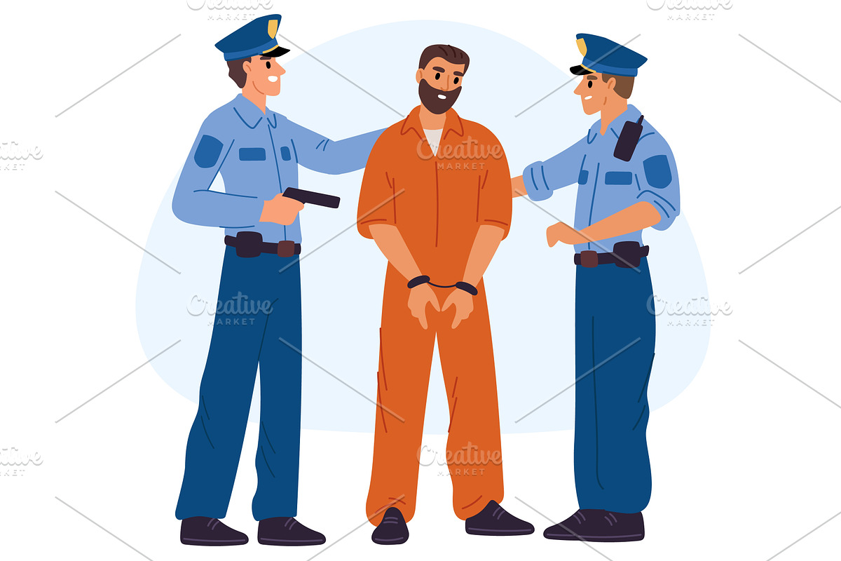 Police officers have apprehended, a Person Illustration by Vectorbuum