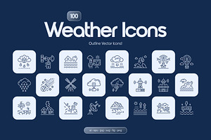 Weather Icons Set, an Outline Icon by Prosymbols