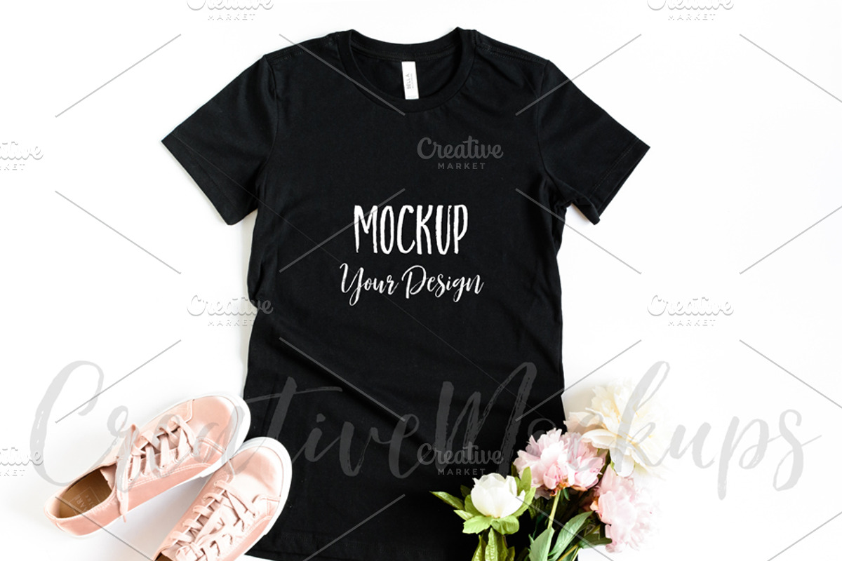 Black Ladies Shirt Mockup, a Shirt Mockup by CarmenCreativeStudio