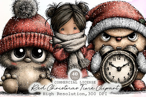 Watercolor Red Christmas Time Clipar, an Illustration by Sublimation Artist