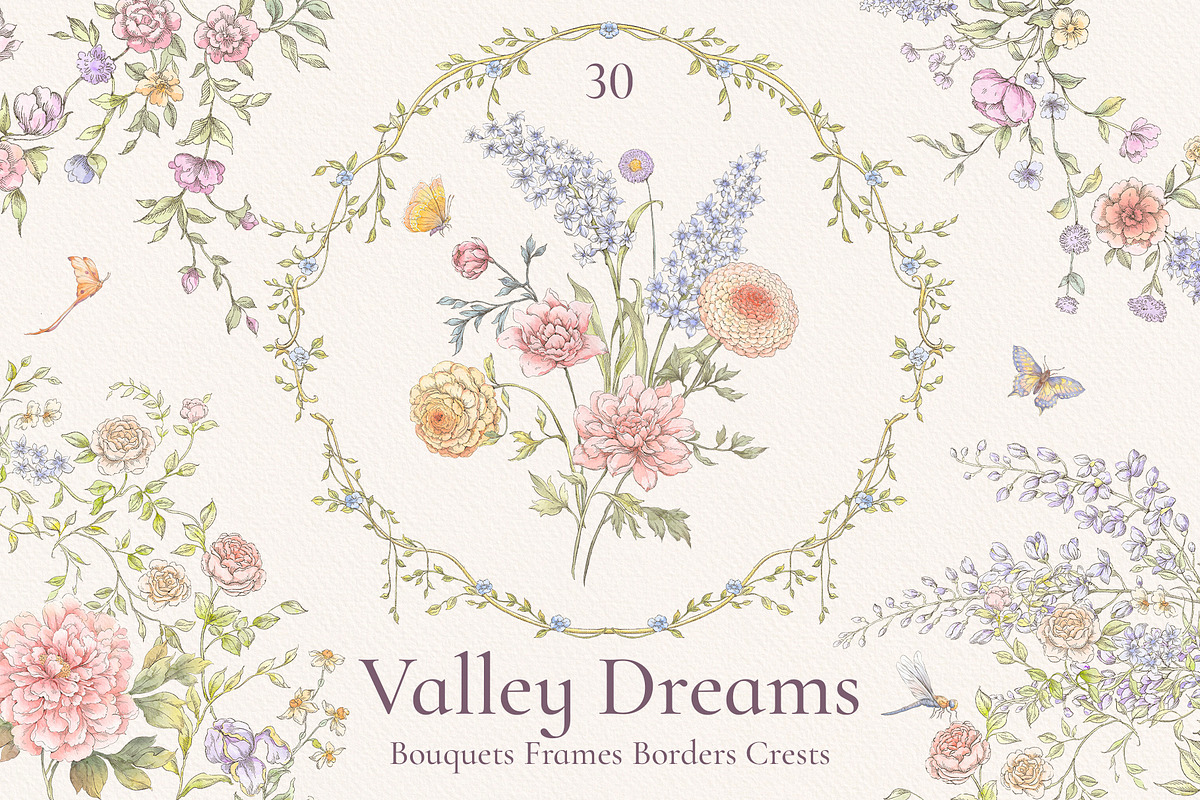 Valley Dreams Vintage clipart, a Decorative Illustration by Ekaproeka (Photo 1 of 7)