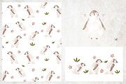 Cute penguins clipart and 3 patterns, an Animal Illustration by Leksart (Thumbnail 6 of 12)
