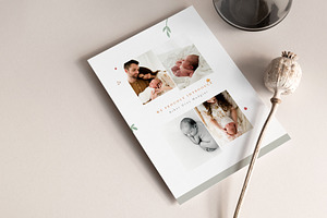 7x5 Organic Birth Announcement PSD