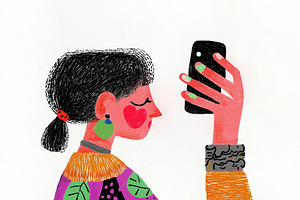 A young woman holding a smarthone, a Person Illustration by Sybillla