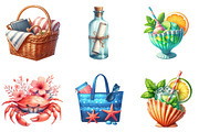 Coastal Summer Sublimation Clipart, an Illustration by Watercolor design (Thumbnail 3 of 4)