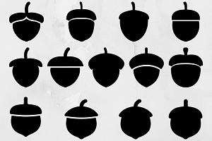 Acorns Silhouette SVG, a Food Illustration by newminddesign