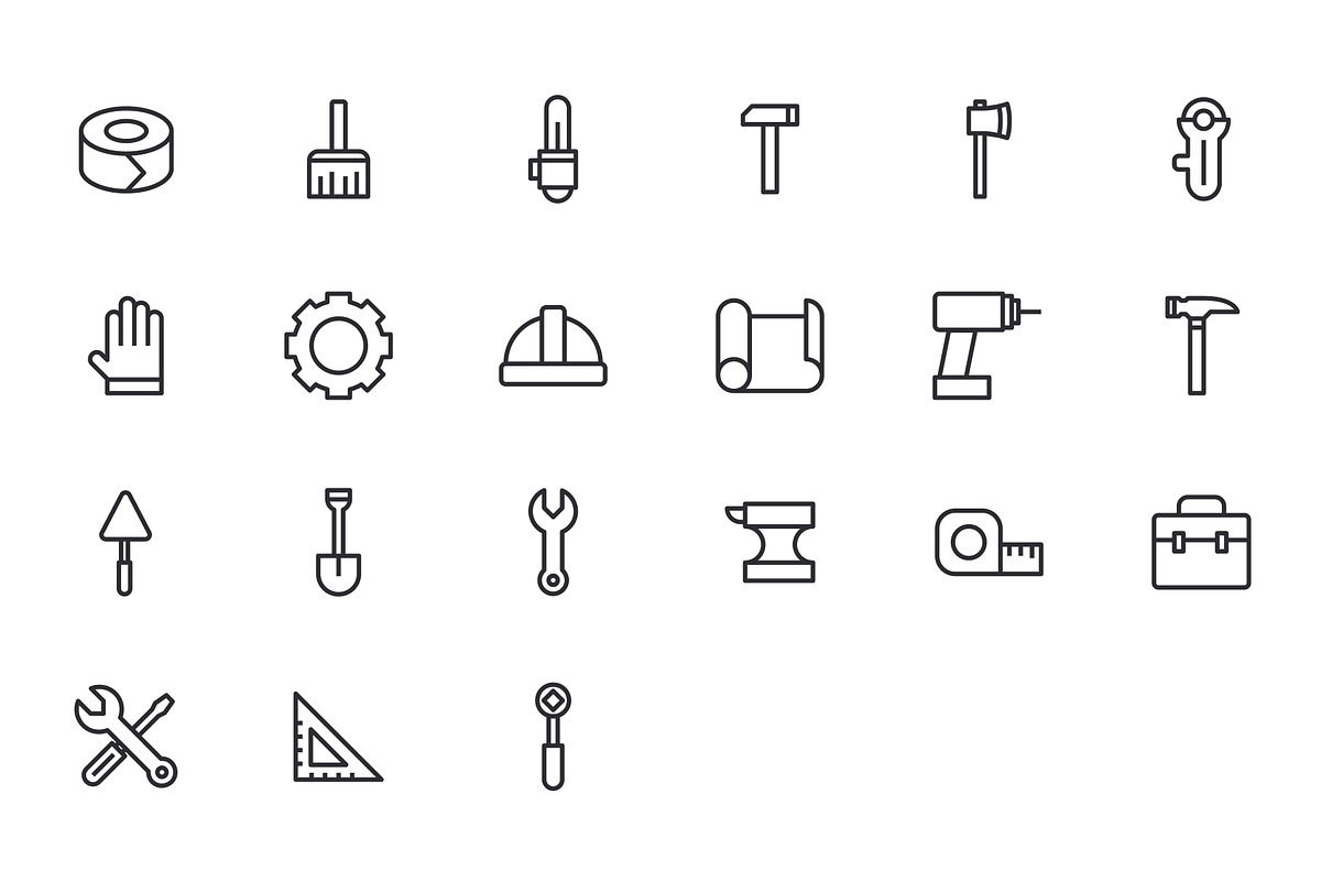 Construction Tools Icons, an Outline Icon by Middltone (Photo 4 of 4)